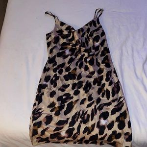 Cheetah print satin mini cocktail dress